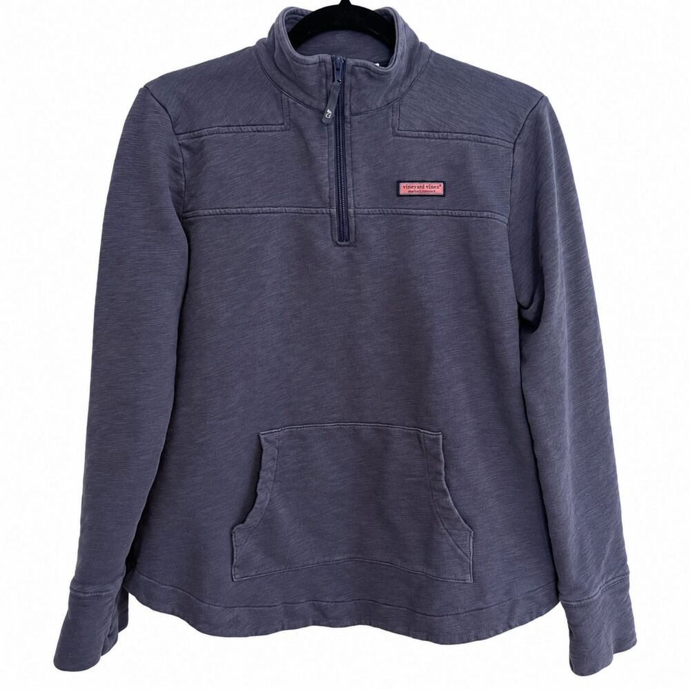 Vineyard Vines Womens Shep Shirt 1/4 Zip Pullover Small Blue Pink Whale Logo